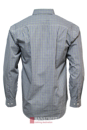 The Bisley Countryman Shirt, shown from the back against a white background, features long sleeves, a button-up design, and a black and white check pattern.