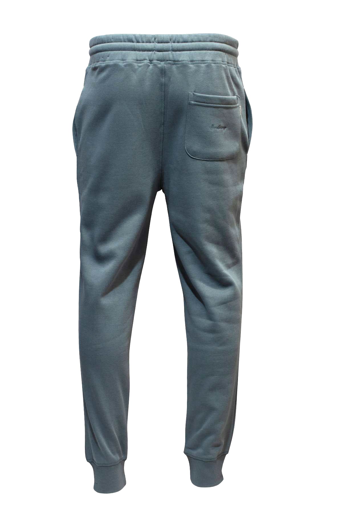 The Academy Brand Sweat Pant, shown from the back in gray, features an elastic waistband, side pockets, one back pocket, and ribbed ankle cuffs. For the best fit, please refer to our size guide for accurate waist measurement.