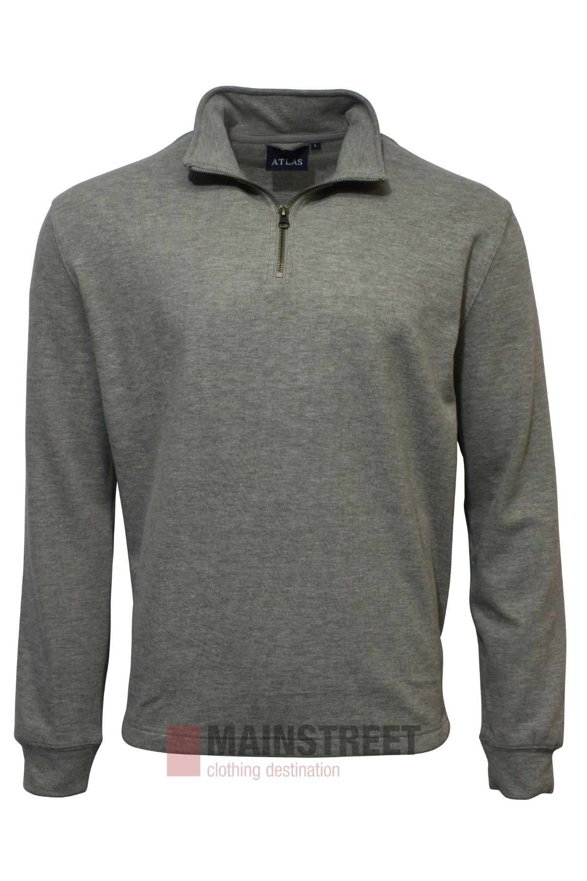 The Atlas 1/4 Zip Soft Touch Fleece is a plain grey, long-sleeve pullover featuring a quarter-zip collar and "Atlas" branding on the inner label, shown against a white background.