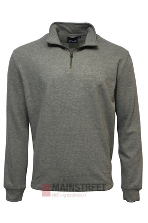 The Atlas 1/4 Zip Soft Touch Fleece is a plain grey, long-sleeve pullover featuring a quarter-zip collar and "Atlas" branding on the inner label, shown against a white background.