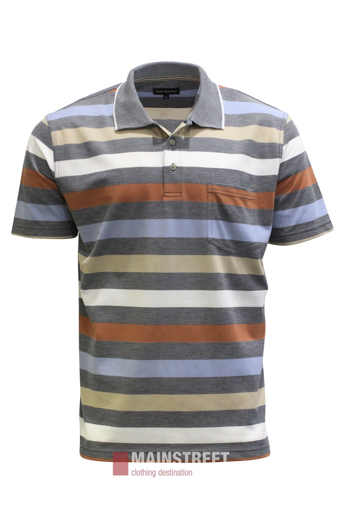 Blue Horizon Stripe Polo Shirt