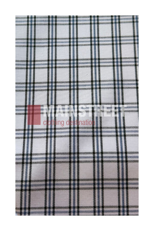 White fabric featuring a blue and black crisscross plaid pattern captures the timeless look of the Bisley Countryman Cotton Short Sleeve Shirt; faint watermark text appears in the center.