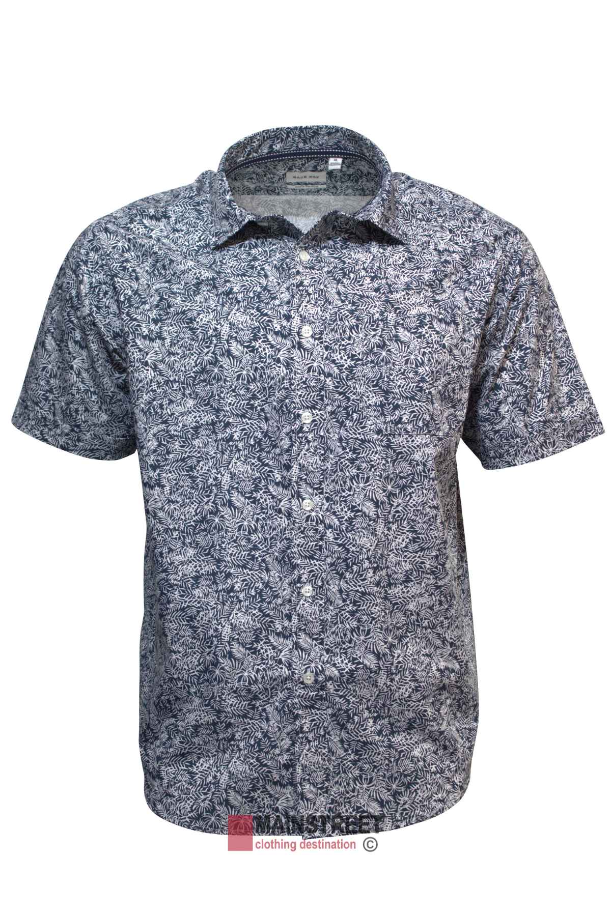 Product Description: The Back Bay Bamboo Soft Touch Print Short Sleeve Shirt features a black and white paisley pattern and is crafted from a polyester cotton blend that offers a bamboo soft touch. It is elegantly displayed on a plain background.