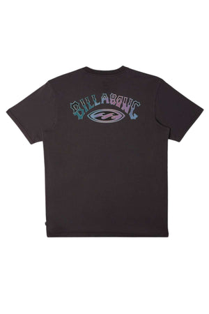 Back view of the Billabong Arch Wash T-Shirt, crafted from heavyweight cotton, featuring "Billabong" in colorful, stylized lettering above a wave logo, capturing the OG fit vibe perfectly.
