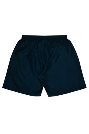 A pair of Bombala High School Sports Shorts PRE-ORDER in black, featuring an elastic waistband and shown from the back on a white background.
