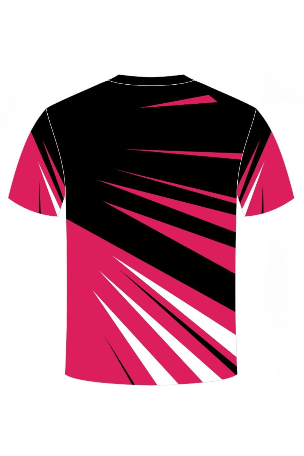The Cooma Colts Girls Training Tee features bold black, pink, and white geometric streaks with a stylized horse logo and text on the chest. Available now for pre-order.