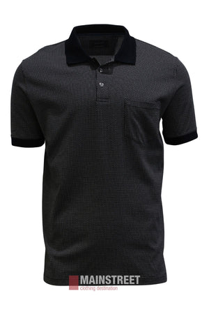 Back Bay Mercerised Cotton Check Jacquard Polo Shirt