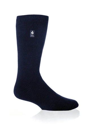 A single Original Thermal Heat Holders Sock in black is displayed against a plain white background. The sock features a ribbed texture and has a small label near the top with heating iconography, indicating its design for cold weather warmth. The overall design is simple and straightforward.