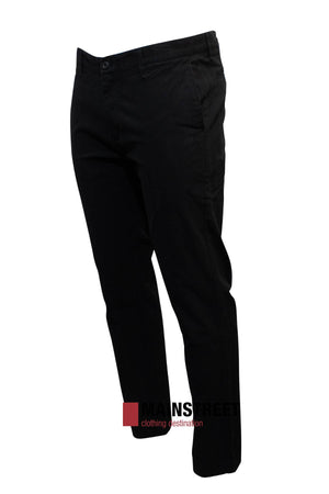 The Howard Hudson Brunswick Stretch Chino Pant is shown slightly angled on a white backdrop. It features a smooth cotton elastane blend with a modern fit and straight-leg cut. Near the bottom, there's a "MAINSTREET clothing destination" watermark.