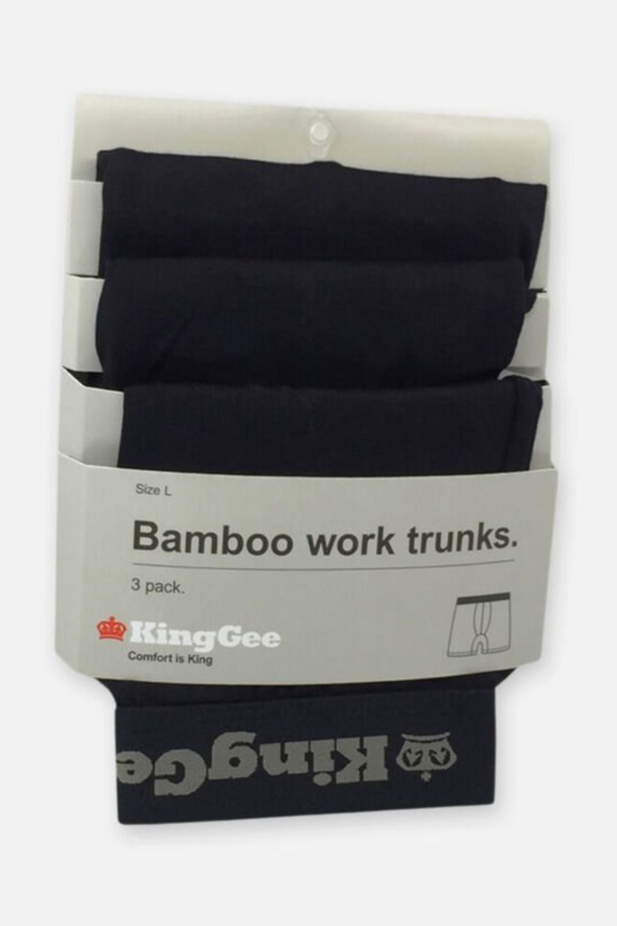The King Gee Bamboo Work Trunks 3 Pack offers black, eco-friendly underwear designed for comfort and sustainability.