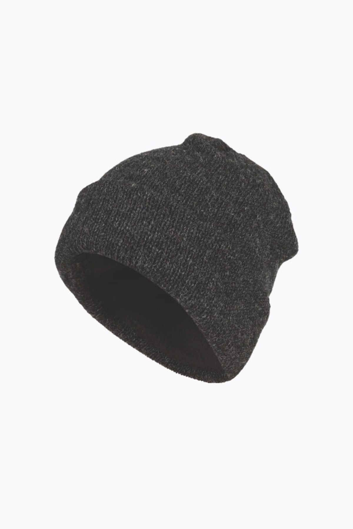 The MKM Wool Fleece Lined Beanie in dark gray, made from premium New Zealand wool, is displayed against a plain white background—ideal for outdoor enthusiasts.