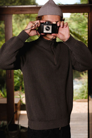 Mr Simple Beau Quarter Zip Knit Sweater