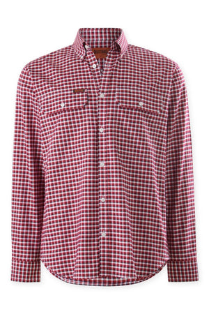 The Mustang Signature Check Shirt is a long-sleeved, button-up Men's Formal shirt featuring a red and white plaid pattern. Made from high-quality cotton, it comes with a classic collar and two breast pockets with button closures. The shirt offers a casual, rustic look along with the refined touch of the Mustang Signature collection.