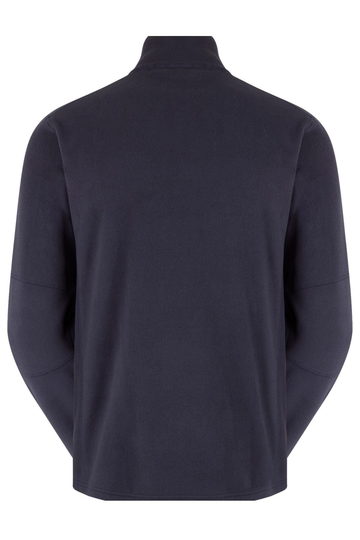 A plain black Ridgeline Narvik Fleece jacket is displayed from the back, featuring a high collar and no logos—ideal as a lightweight zip-neck fleece layer for outdoor performance.