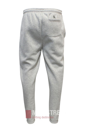 Light gray Pilgrim Fleece Trackpant Elastic Cuff shown from the back, with an elastic waist and a single right back pocket. The fleece material looks soft and comfortable.