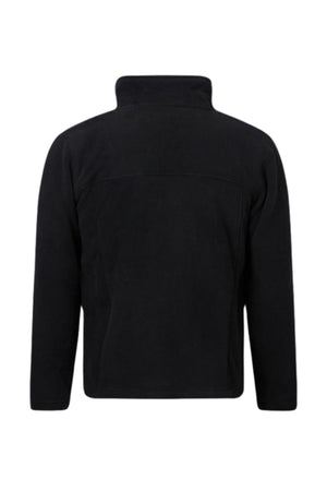 The Pilgrim Polar Fleece Full Zip Jacket is shown from the back in plain black, featuring long sleeves, a high collar, and soft polyester fabric with no visible branding or design elements.