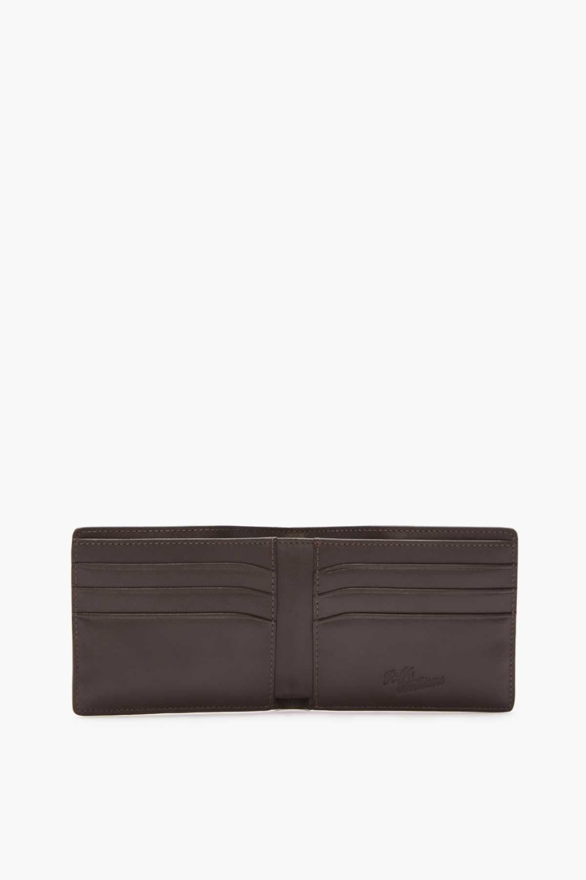 The RM Williams City Slim Bi-Fold wallet is made from full grain leather and has multiple card slots on both sides, displayed on a plain white background.