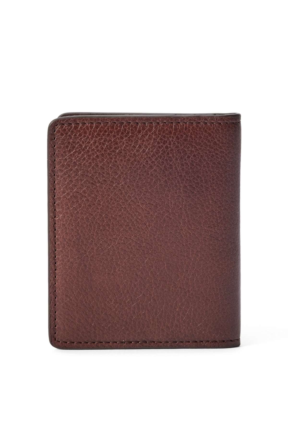 A closed RM Williams Farrier Fold Cardholder in brown leather with visible grain texture, shown against a plain white background.