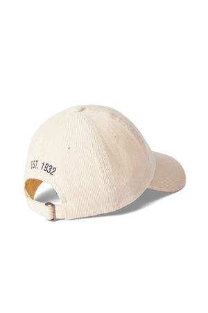 RM Williams Mini Longhorn Cord Cap in the colour cream. Back of cap