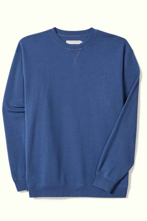 RM Williams Mini Longhorn Sweatshirt in the colour French Navy. Front angle of jumper