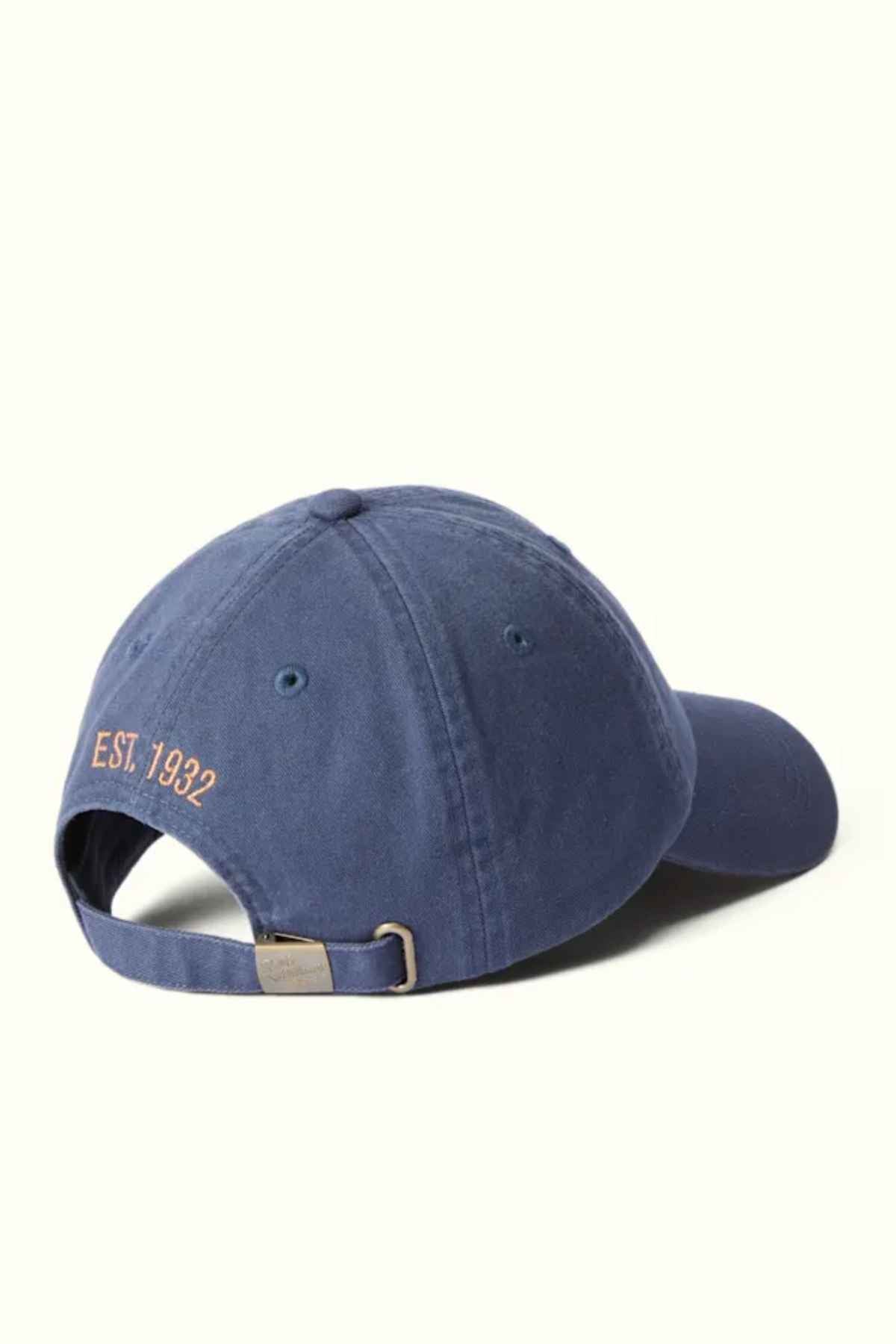RM Williams Mini Longhorn Cap in the colour indigo. Back view of cap