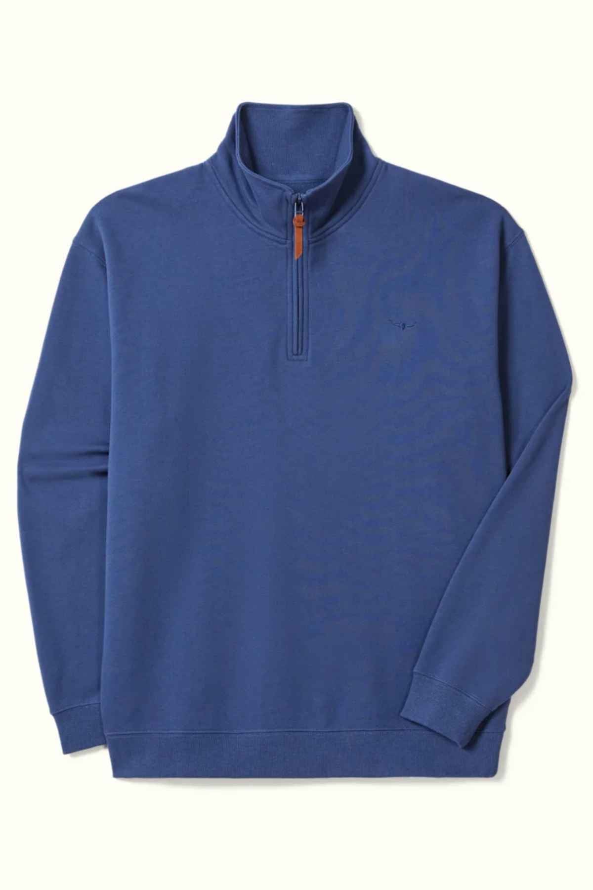 RM Williams Mulyungarie Fleece in the colour French Navy. Front view of jumper.