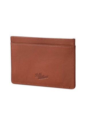 The RM Williams Singleton Vertical Card Holder is handmade in Australia from natural milled leather. Featuring minimal stitching, an embossed logo, two card slots, and a slim design, it offers style and function in a brown finish.