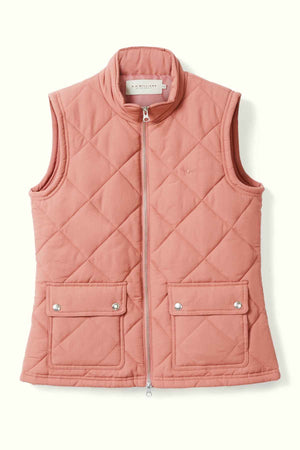 RM Williams Willippa Vest in the colour Rose. Front angle of vest