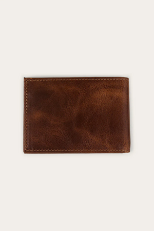 The Ringers Western Toro Slim Wallet, made from full grain leather with visible edge stitching, is shown closed on a plain light background.
