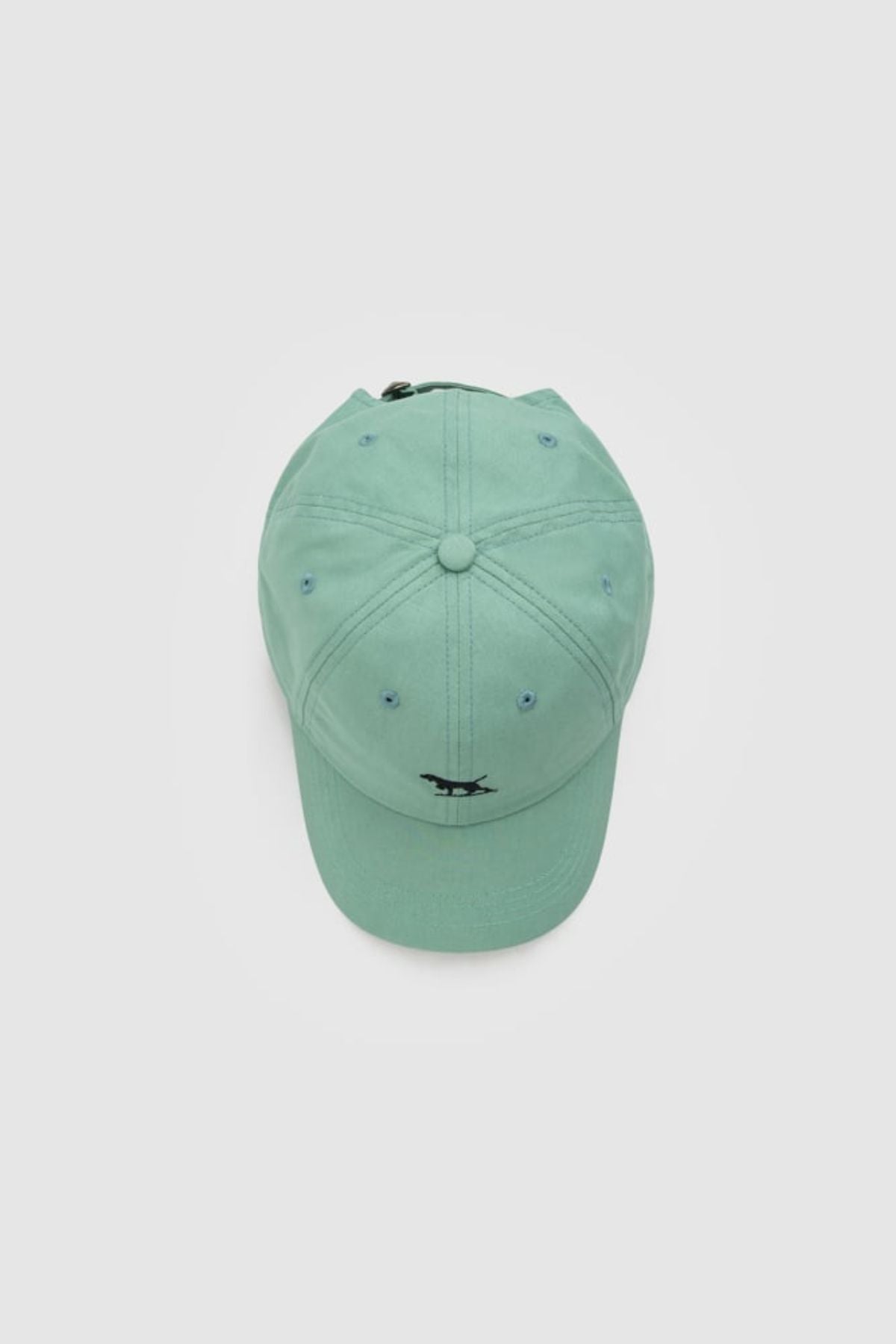 A light teal Rodd & Gunn Gunn Cap, featuring a curved brim and a small black embroidered logo on the front, is photographed from above on a plain light gray background.