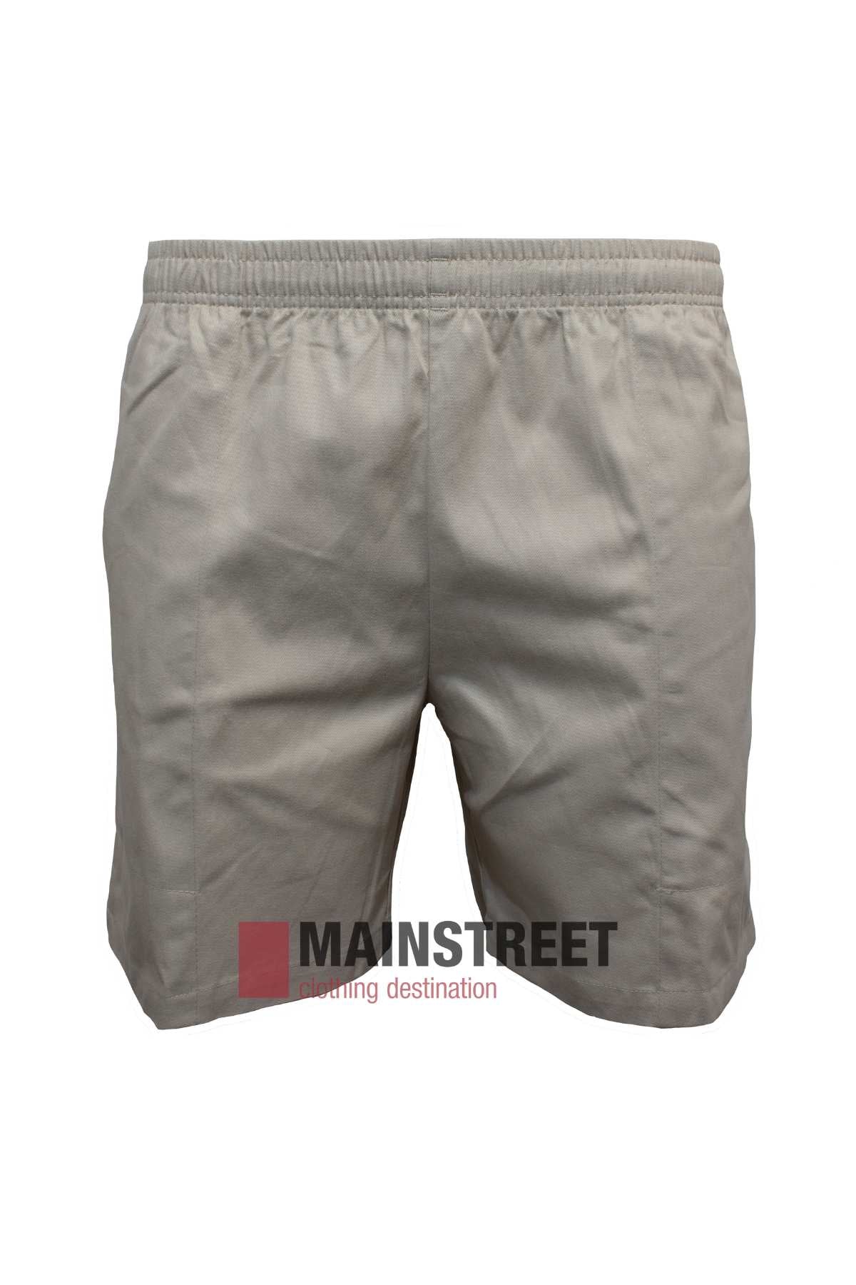 Light grey Ruggers Original Cotton Short for men with a comfy elastic waist, displayed on a white background. The "MAINSTREET clothing destination" logo is visible at the image bottom.