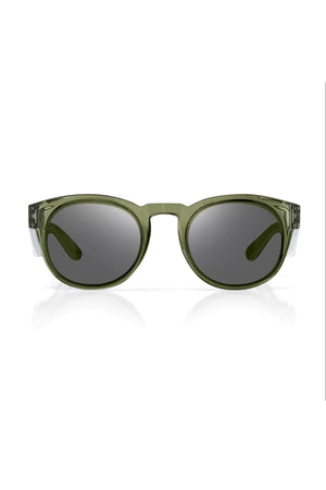 SafeStyle Cruisers with green polycarbonate frames and dark polarized lenses, facing forward against a plain white background.