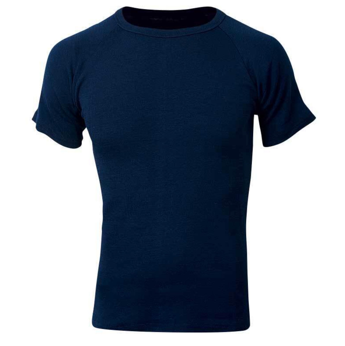 A Sherpa Unisex Polypro Short Sleeve Thermal Top in dark navy blue, featuring quick-drying properties, displayed on a white background.
