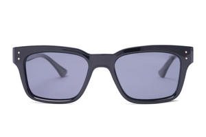 The Liive Dan Polar Sunglasses feature rectangular black frames with glossy finishes and small metallic accents at the hinges, paired with dark tinted polycarbonate lenses for UV protection.