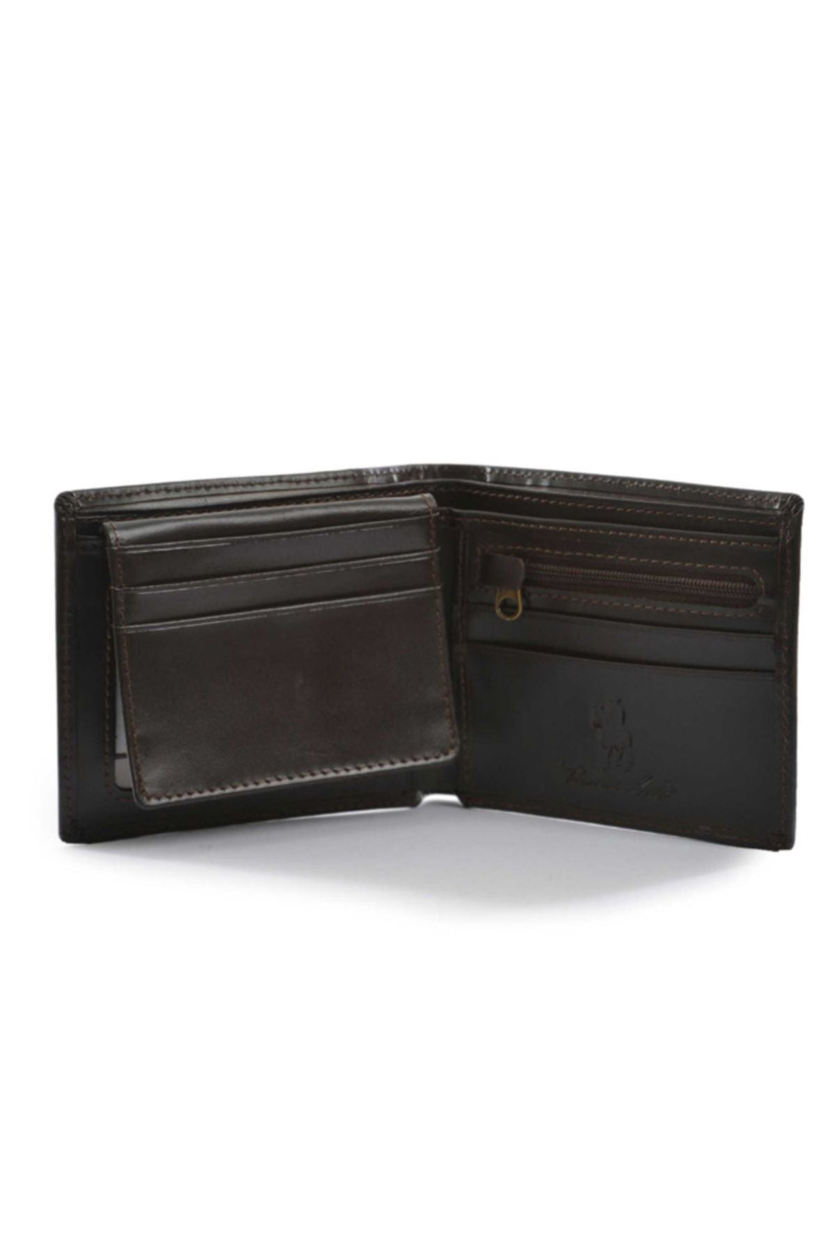 A Thomas Cook Leather Edged Wallet in dark brown, featuring multiple card slots, a coin pouch, and a zippered compartment, is displayed against a plain white background.