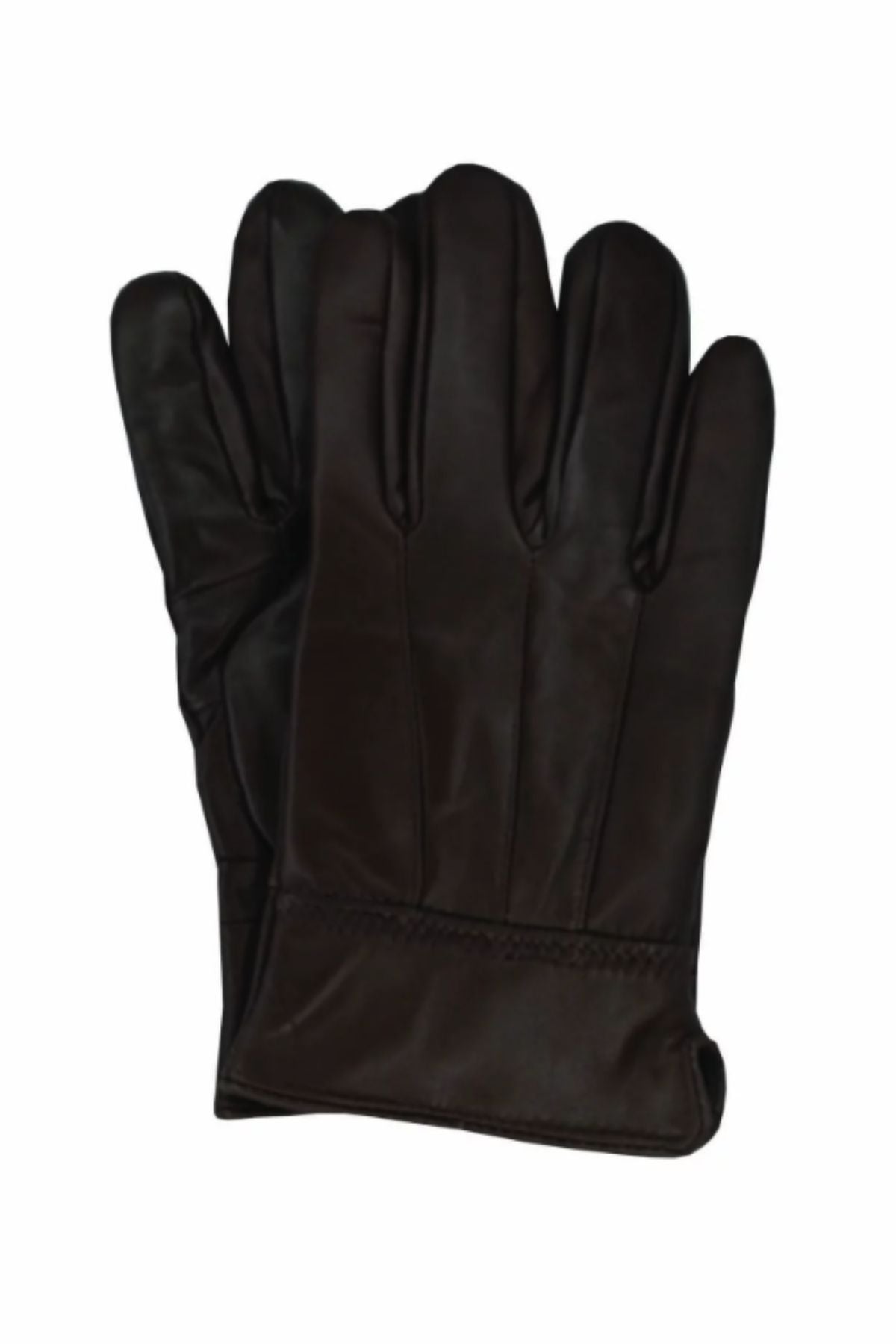 The Avenel Harry Sheepskin Leather Gloves in dark brown genuine leather are displayed on a white background, with one glove slightly overlapping the other.