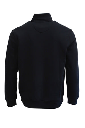 The Back Bay Brushed Panel Fleece is a plain black long-sleeve pullover with a high collar and no visible logos or patterns, offering understated style and versatile comfort when viewed from the back.