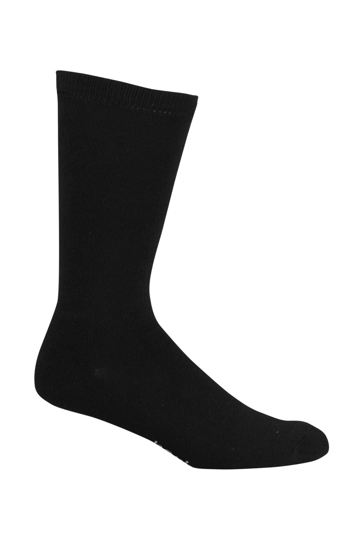 The Bamboo Business Sock is displayed upright against a white background, with its plain black design and both the heel and toe clearly visible.