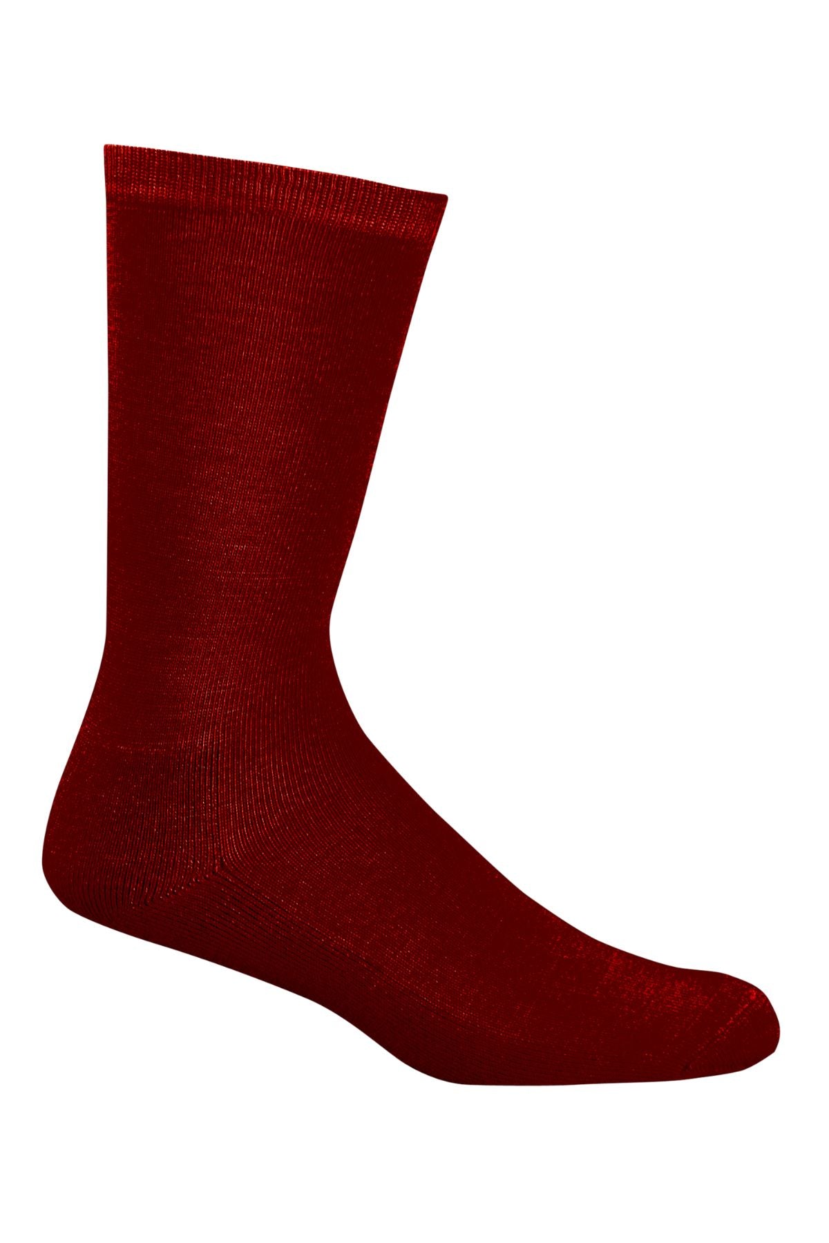 A single Bamboo Business Sock in plain red, made from anti-bacterial bamboo fibre, is displayed on a white background and shown from the side with the toe pointing right.