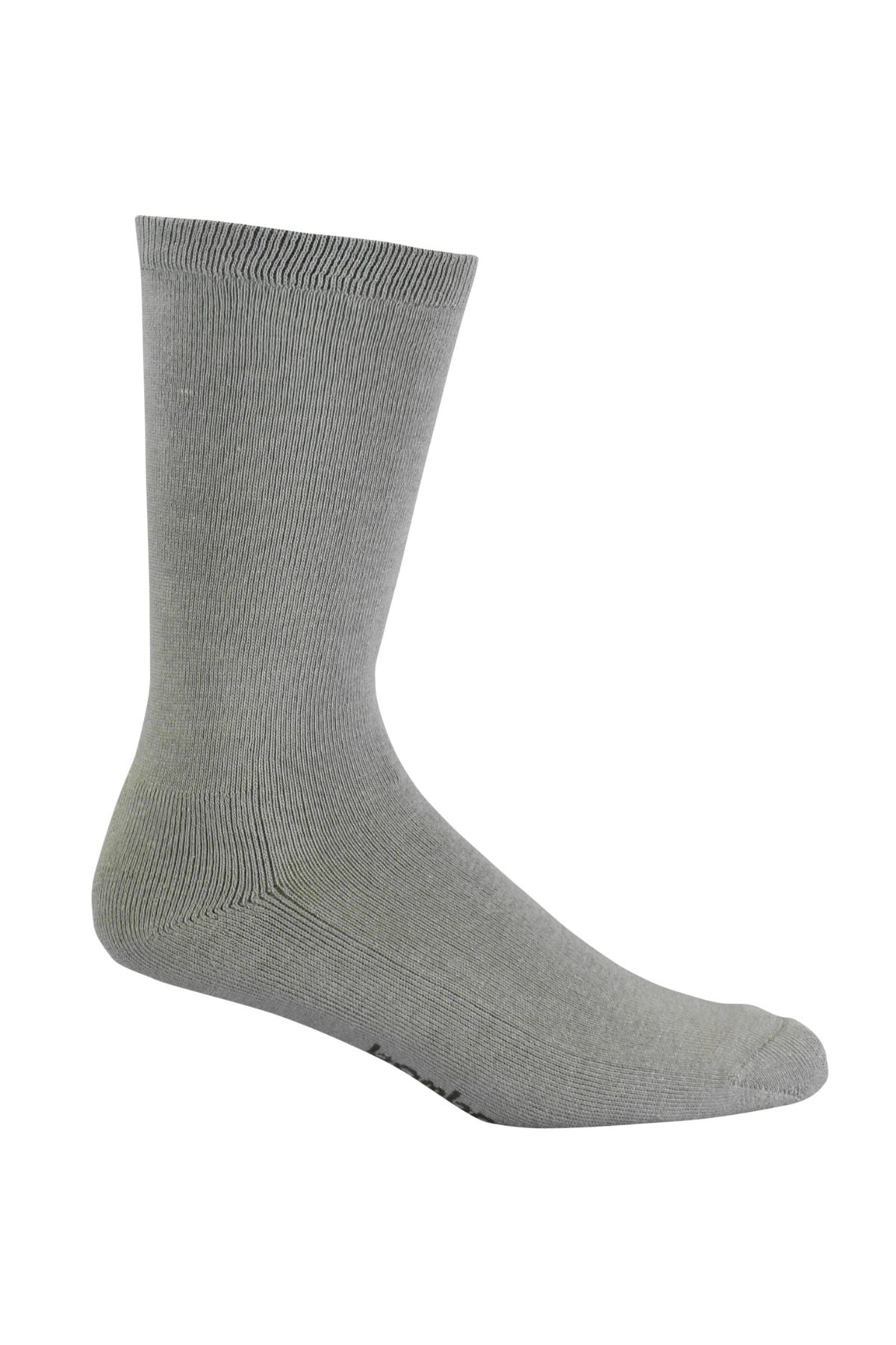 A single Bamboo Business Sock in gray stands upright on a white background, toe pointing right, slightly angled to show its side profile.
