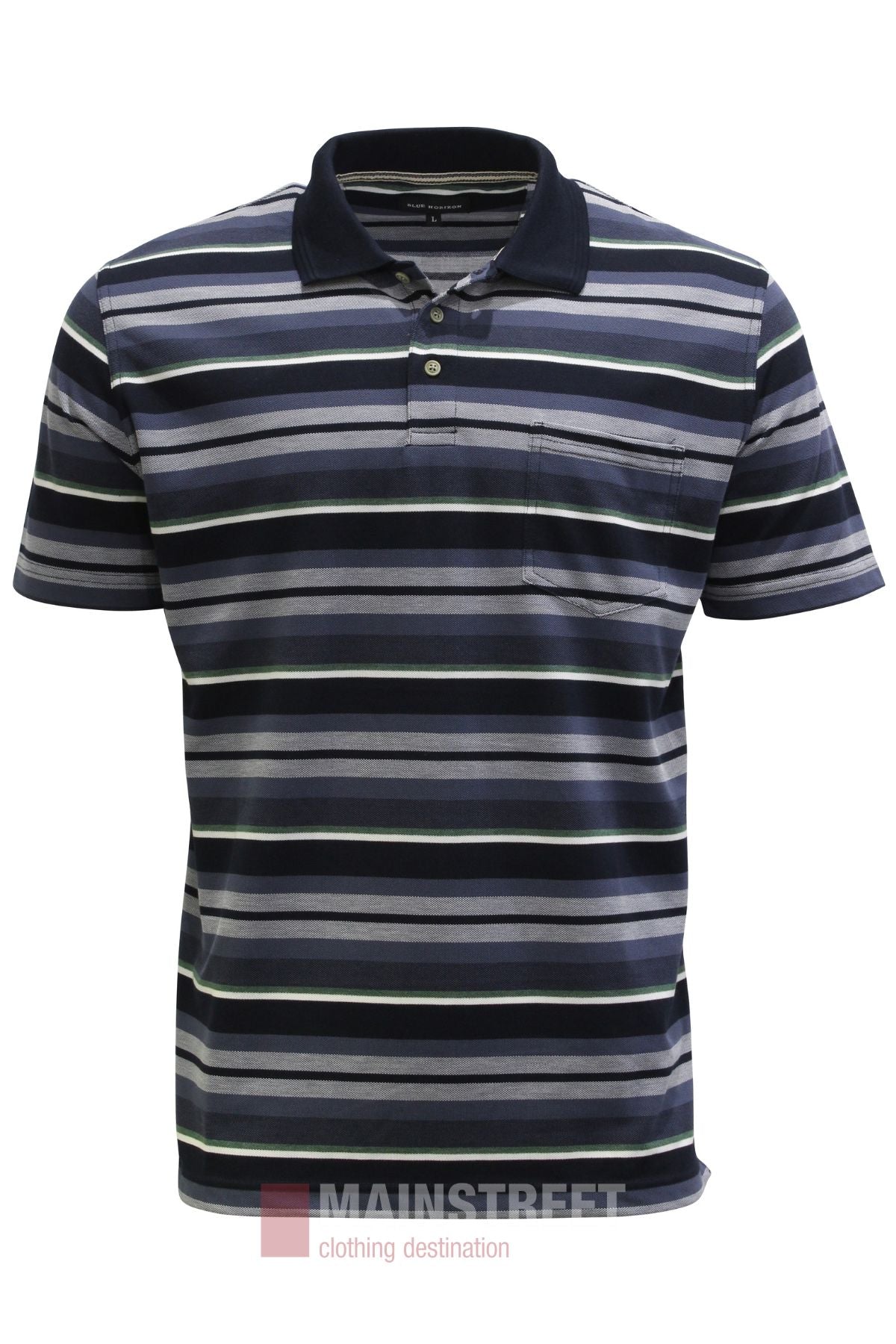 Blue Horizon Stripe Polo Shirt
