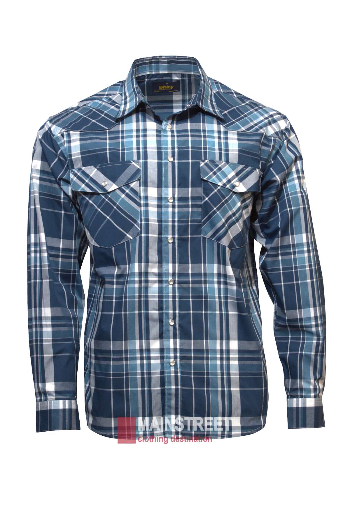 Bisley Countryman Shirt - Collar Shirt - Full button up front - blue with white check