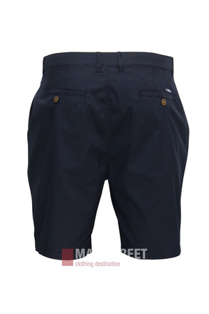 Bridgeport Le Short Super Lightweight in navy blue for men, shown from the back, features two buttoned back pockets and belt loops at the waist.