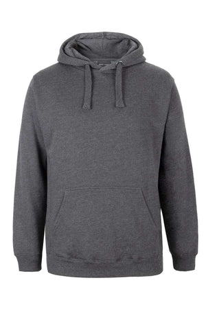 A JBs Fleecy Hoodie in plain dark gray with a front pocket and drawstrings, displayed on a white background.