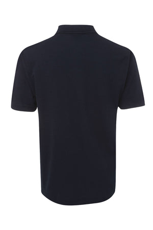 The JBs Short Sleeve Polo is a plain black polo shirt shown from the back, featuring short sleeves, a simple collar, and no visible logos or designs for a comfortable, classic look.