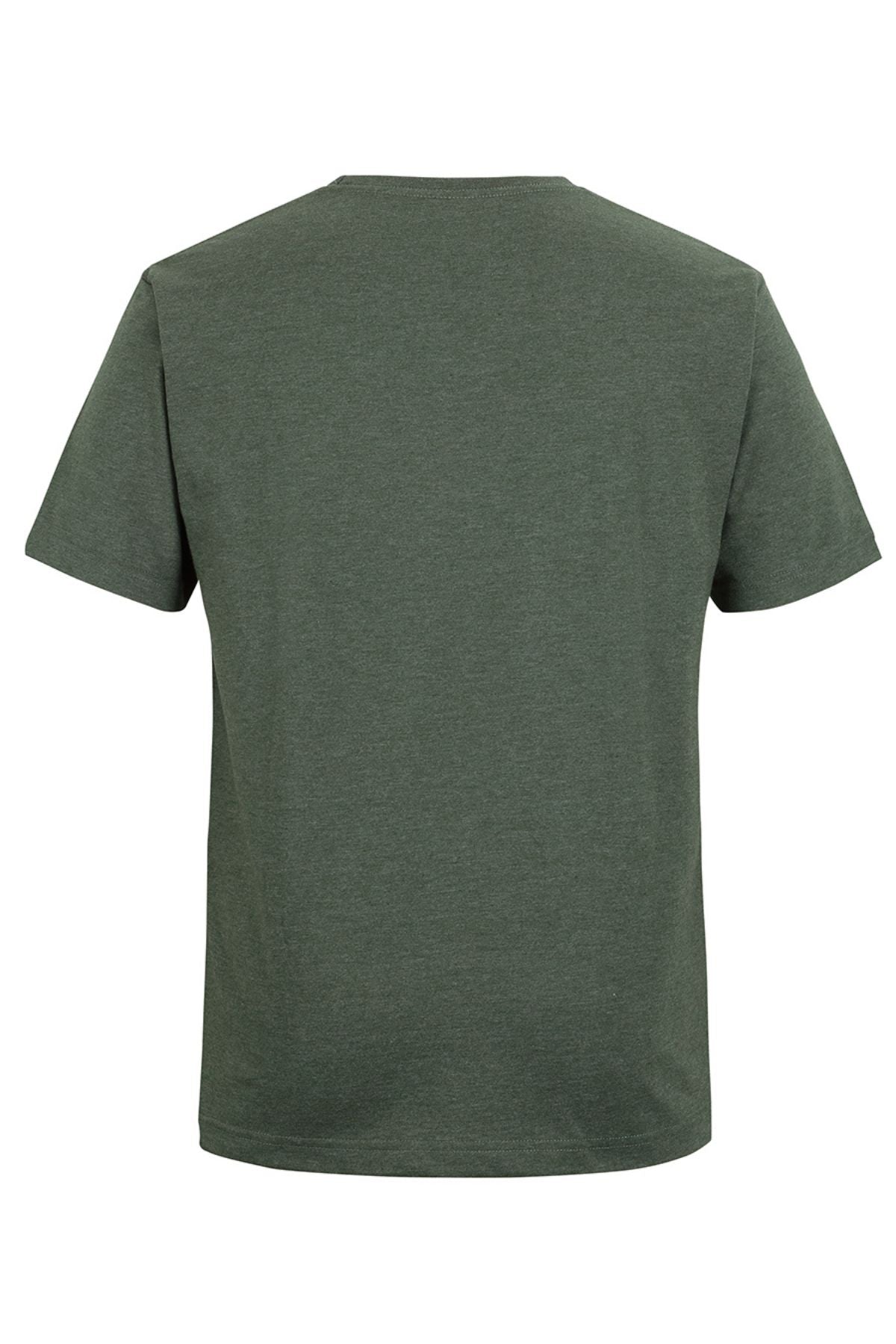 A JB's Short Sleeve T-Shirt in plain dark green, made from ring-spun jersey knit, is shown from the back against a white background.