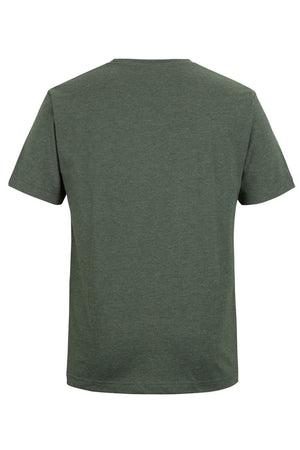 A JB's Short Sleeve T-Shirt in plain dark green, made from ring-spun jersey knit, is shown from the back against a white background.