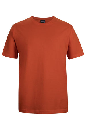 The JBs Short Sleeve T-Shirt is made from 100% cotton and features a solid burnt orange color, shown on a white background.