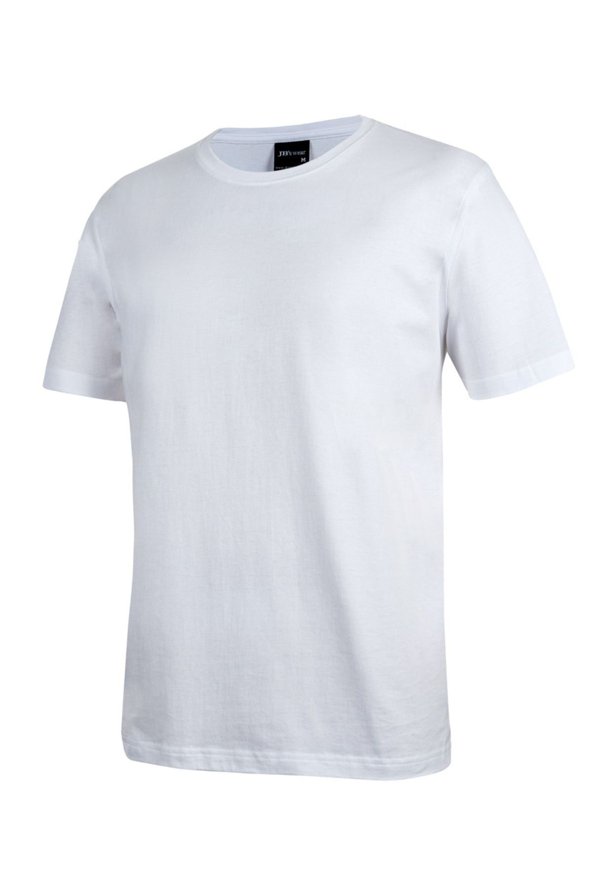 The JBs Short Sleeve T-Shirt is a plain white crew neck tee made from 100% cotton, shown against a white background.