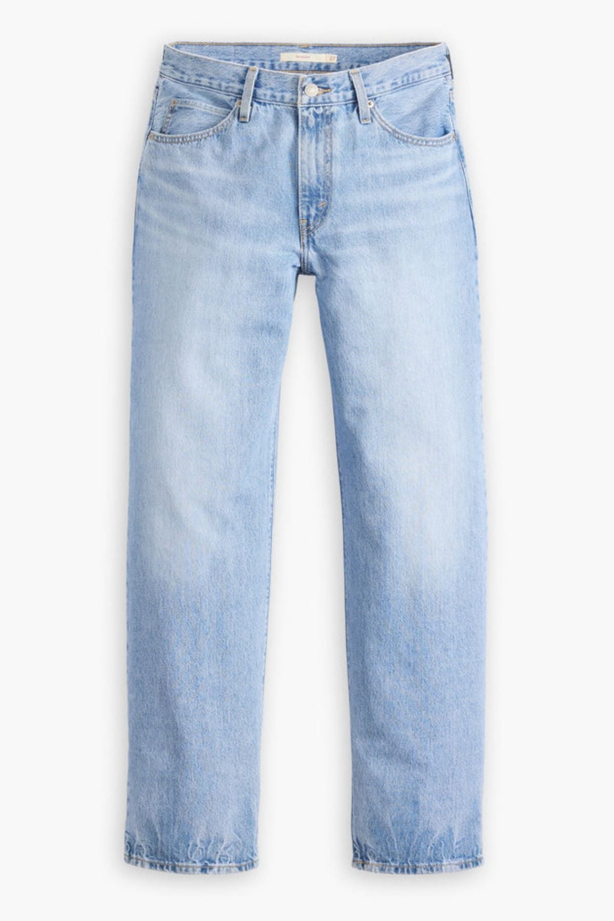 Levis '94 Baggy Jean in light blue features a straight-leg, vintage-inspired baggy fit with a mid-rise, classic five-pocket design, and button-zip closure. Shown on a plain white background.